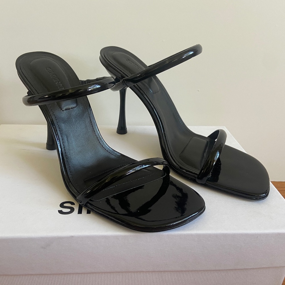 Jonathan Simkhai High Heel Sandal Size 37 Black Patent Leather